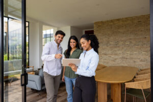 real estate agent showing a property