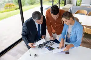 real estate agent presenting data and insights to buyer clients