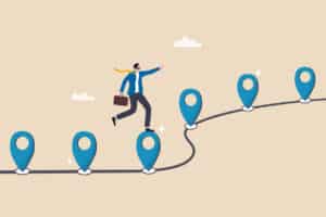 conceptual illustration of real estate agent setting career milestones